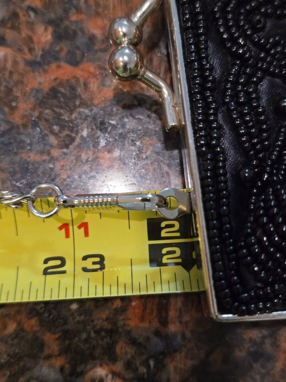 Vintage Bijoux Terner Kiss Lock Beaded Black Evening Clutch Purse Chain 5"W - Picture 13 of 13